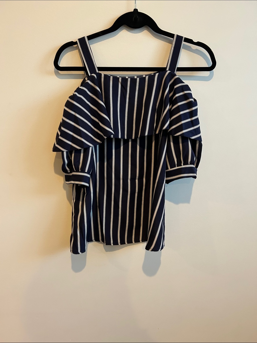 Amazon Essentials Navy and White Striped Cold-Shoulder Camisole